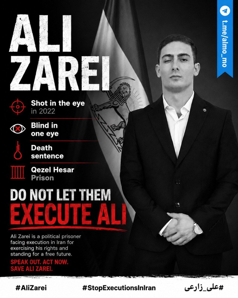 Fusil198's tweet photo. Blindness-marked memory follows #AliZarei; security-force fire in 2022 cost him the sight in his right eye; @marklevinshow, keep his case visible and press Iranian authorities to stop execution, reverse the judgment and release him #علی_زارعی #StopExecutionsInIran https://t.co/JoUxlr5ZiR