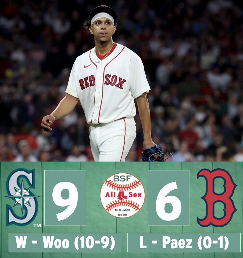 AllSoxBSF's tweet photo. Jedixson Paez gave up eight earned which included 2 homers win his Red Sox debut. The offense tried to come back but it was to little to late. Micky Gasper  hit another homer which makes 7 in his last 13 games. https://t.co/SGR4zfwEFy