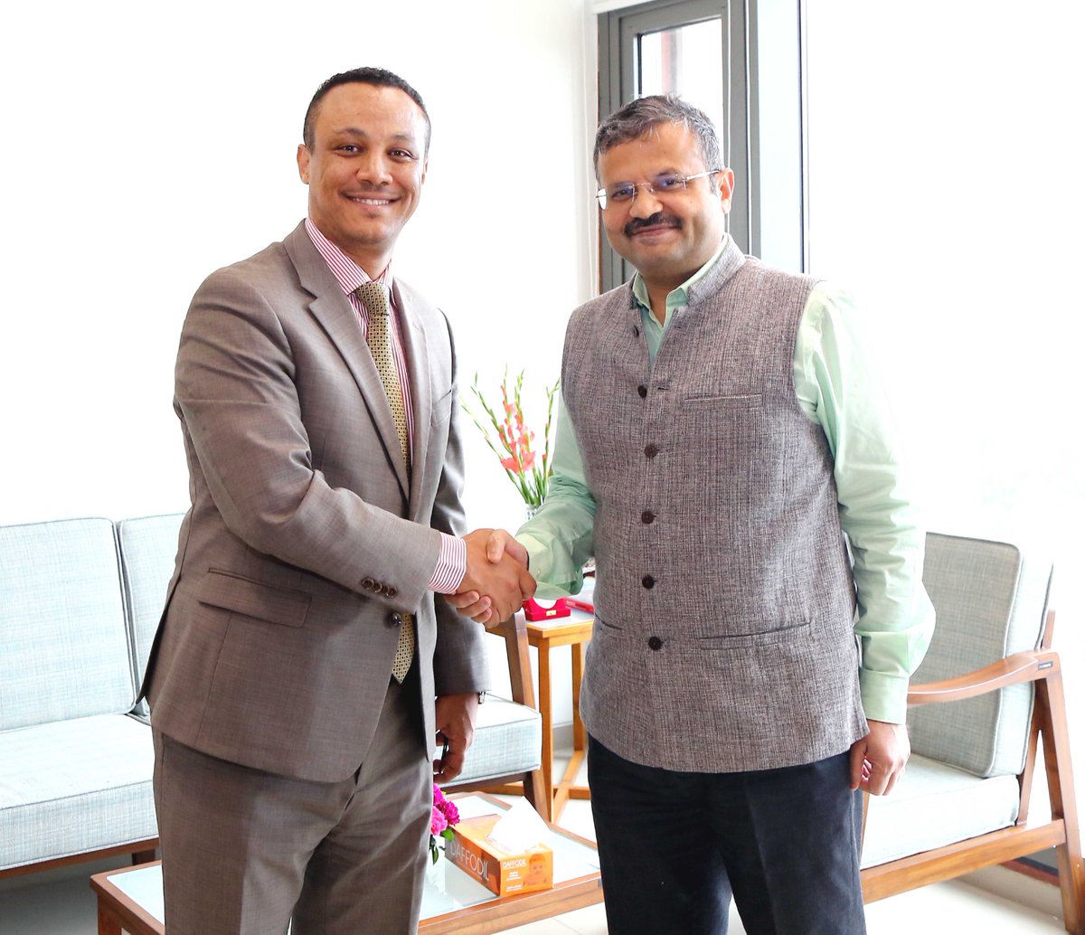 SpokespersonMoD's tweet photo. Ambassador Nebiyu Tedla, Chargé d’Affaires, Embassy of Ethiopia met Joint Secretary Shri Amitabh Prasad in New Delhi on September 02, 2026.

They discussed avenues to further strengthen #IndiaEthiopia #defencecooperation, including training, defence industry collaboration and @UNPeacekeeping, with focus on new and emerging areas.

@ETEmbassyDEL 
@IndiaInEthiopia 
@MEAIndia