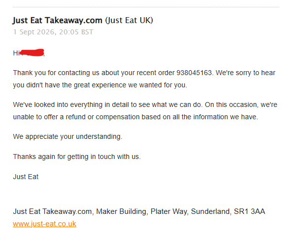 Robert__R2D2's tweet photo. @JustEatUK @BIGGYN24 @JustEatUK When an order simply does not arrive but you've taken the money &amp; the restaurant confirms your driver picked it up. Don't tell the customer they cant have a refund. Thats a breach of Trading Standards @bhamts &amp; no one will trust @JustEat ever again! Order no. 938045163 https://t.co/zTnIfweg3Y