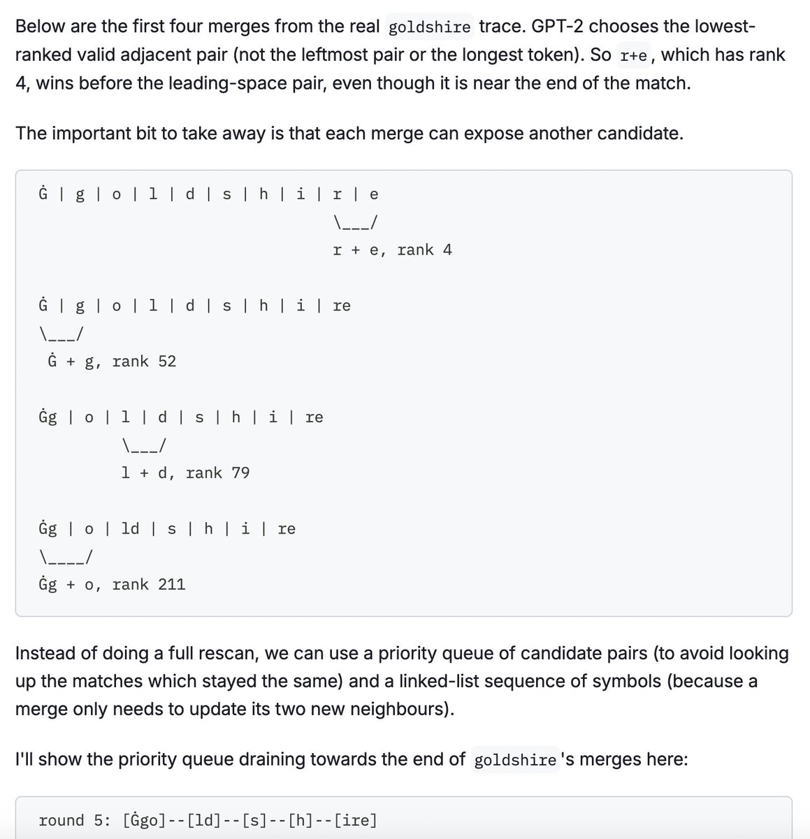 healeycodes's tweet photo. I wrote about the performance of LLM tokenizers

like most things you want to go fast, it's better to use compact contiguous state instead of complex data structures!

https://t.co/yxMmVGXFXY https://t.co/jIvC1rNwjy