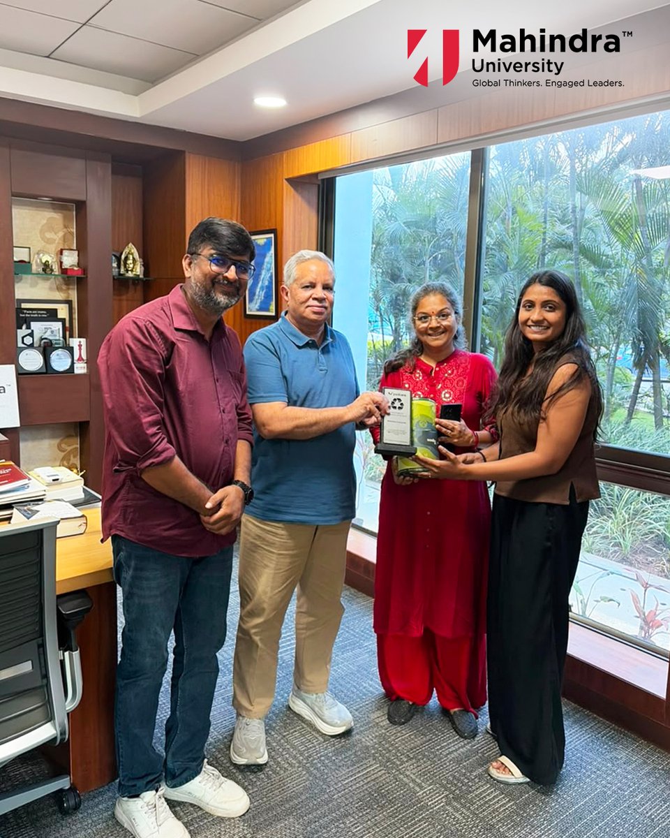 MahindraUni's tweet photo. Mahindra University has received the Sustainability Champion Award from @PadcareL in recognition of its contribution towards environmental sustainability during FY 2025–26.

#MahindraUniversity #Sustainability #SustainabilityChampion https://t.co/Tg6KhRMHTa