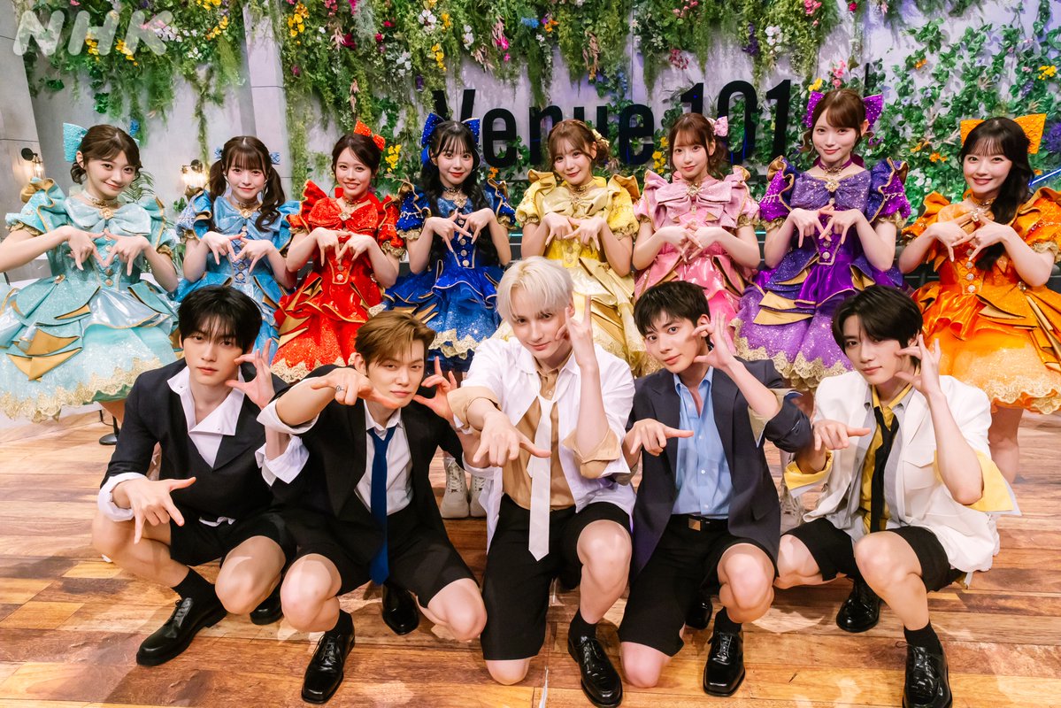 nhk_venue101's tweet photo. ✨#Venue101 見逃し配信中✨

💎#CUTIESTREET &amp; #TOMORROW_X_TOGETHER🎇

#TXT がコンサートで #きゅーすと の
「かわいいだけじゃだめですか？」をカバー❣
つながりのある2組で記念に1枚📸

2組のパフォーマンスは見逃し配信で👇️
https://t.co/8aE5pUbZFz https://t.co/FMu9x47Ple