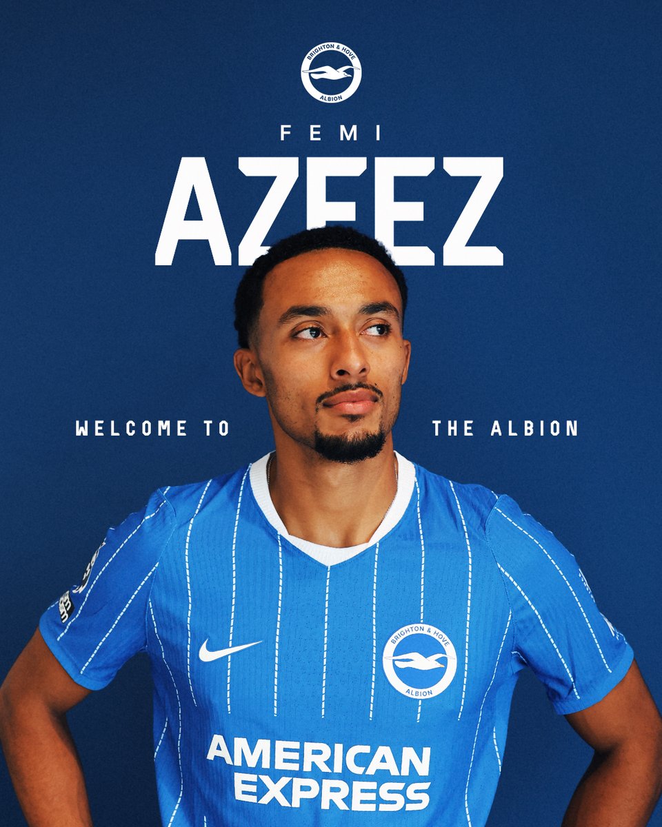 BHAFC's tweet photo. We are pleased to confirm the signing of Nigerian international winger Femi Azeez from Millwall on a four-year contract, for undisclosed terms! 🤝