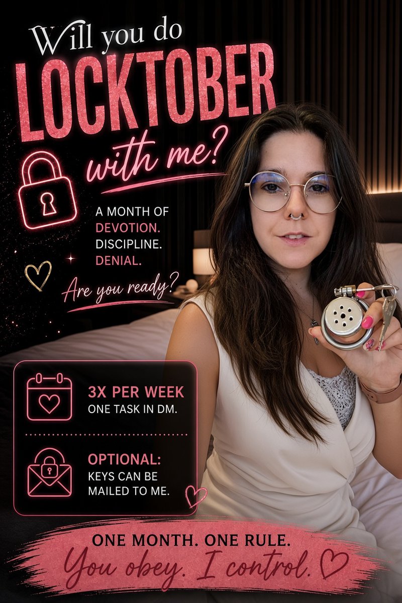 Diamond4MeNow01's tweet photo. 🔒✨ LOCKTOBER IS COMING… ✨🔒
Will you accept the challenge? 😈🖤
A month of discipline, devotion, commitment and self-control. Every challenge is designed to test how dedicated you really are. 💗
📅 Throughout October
💌 Exclusive tasks &amp; challenges
🔒 A test of commitment https://t.co/3zqkbnjbtB
