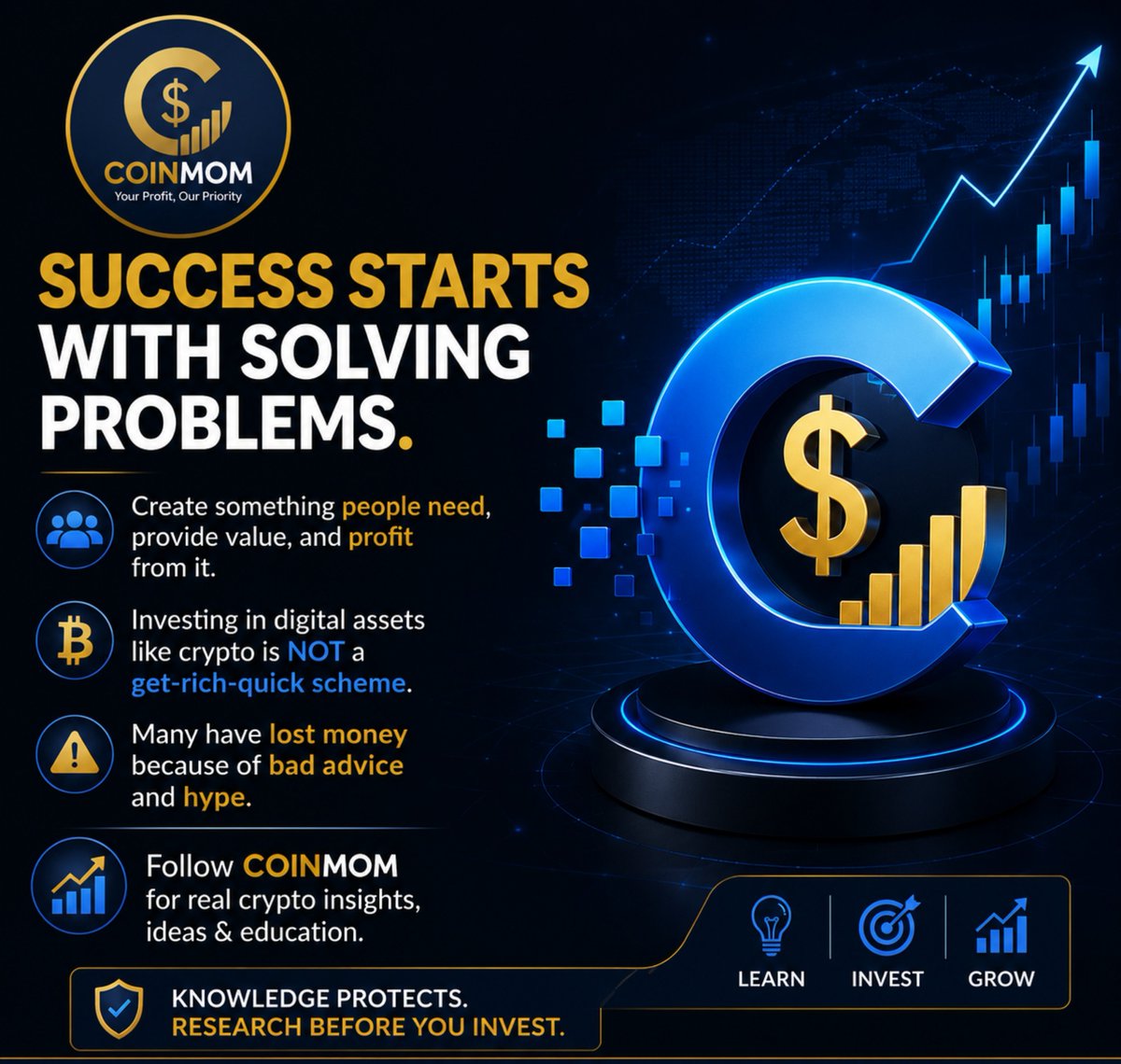 CoinMomPay's tweet photo. 💡 Success starts by solving real problems.
Create value, serve people, and profit from it. Crypto isn’t a get-rich-quick scheme avoid hype and bad advice.
Follow CoinMom for real crypto insights & education. 🚀
#Crypto #Bitcoin #CoinMom https://t.co/3uQQfAqpJ0