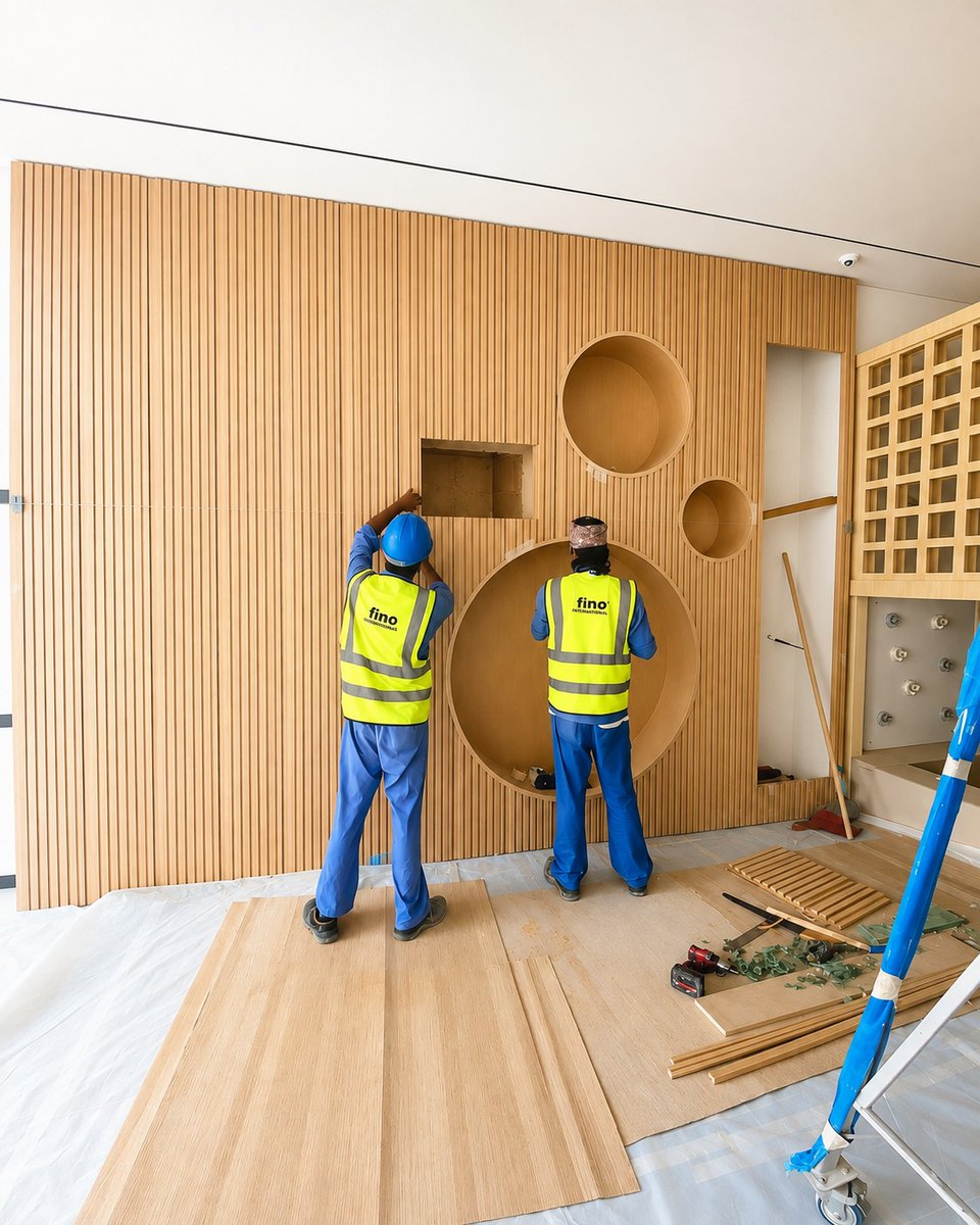 finointllc's tweet photo. The commencement of work is well underway at the #LUCE project, where fino_international continues delivering luxury joinery fit-out works as committed for this exclusive beachfront #apartments development at Palm Jumeirah — a visionary creation by #TARAF, part of Yas Holding. https://t.co/E5hlL8F4k5