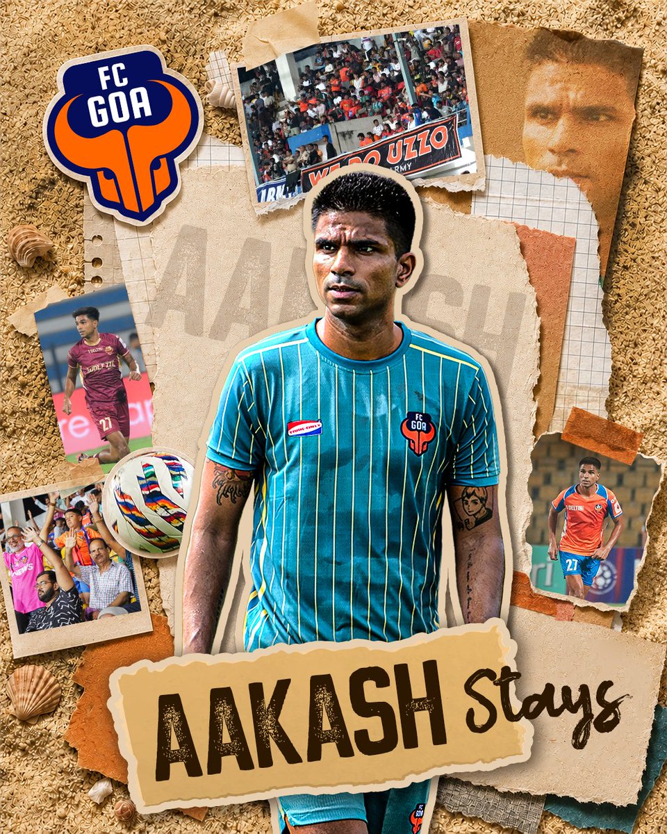 FCGoaOfficial's tweet photo. 𝘼𝘼𝙆𝘼𝙎𝙃 ⚡️ 𝙎𝙏𝘼𝙔𝙎 🦬

We are delighted to announce that Aakash Sangwan has extended his stay with FC Goa for another year. 🧡 https://t.co/3NHe2kjXc5