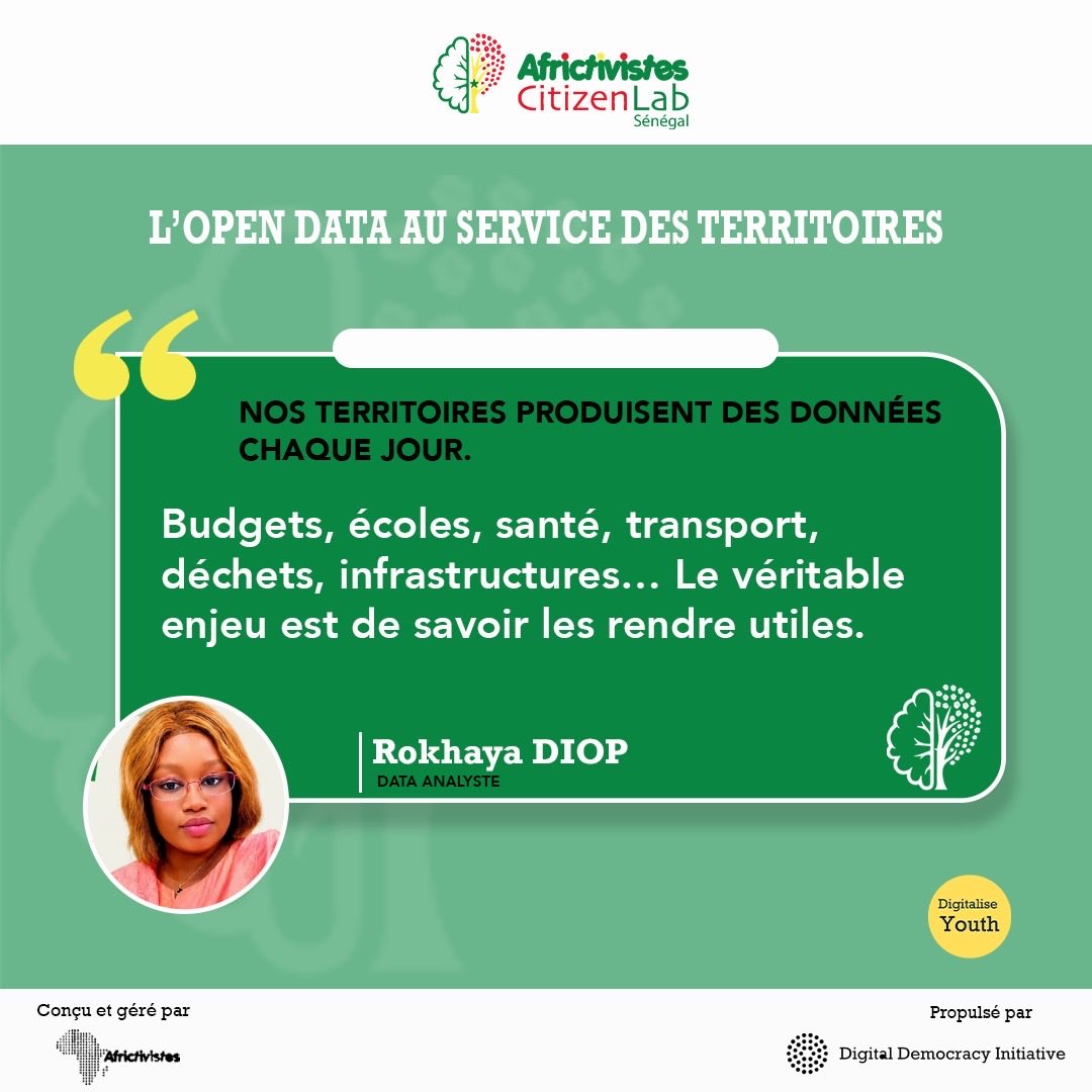 citizenlabsn's tweet photo. 🎙️ LES VOIX DE L’OPEN DATA | Retour sur le webinaire

Qu’est-ce que l’Open Data peut réellement changer dans nos territoires ?
Lors du webinaire « L’Open Data au service des territoires : quelles réalités locales ? », Rokhaya Diop .
#DDI #YDC #CitizenLab #AfricTivistes https://t.co/U5rKu49u2O