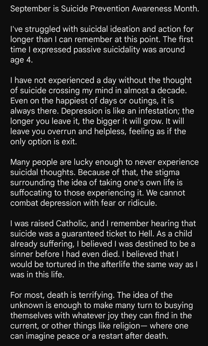 greeen2me's tweet photo. it is suicide prevention month.

im tired and this is all over the place, but i would just like to share some words. stay safe everybody https://t.co/qqpfReA1WQ
