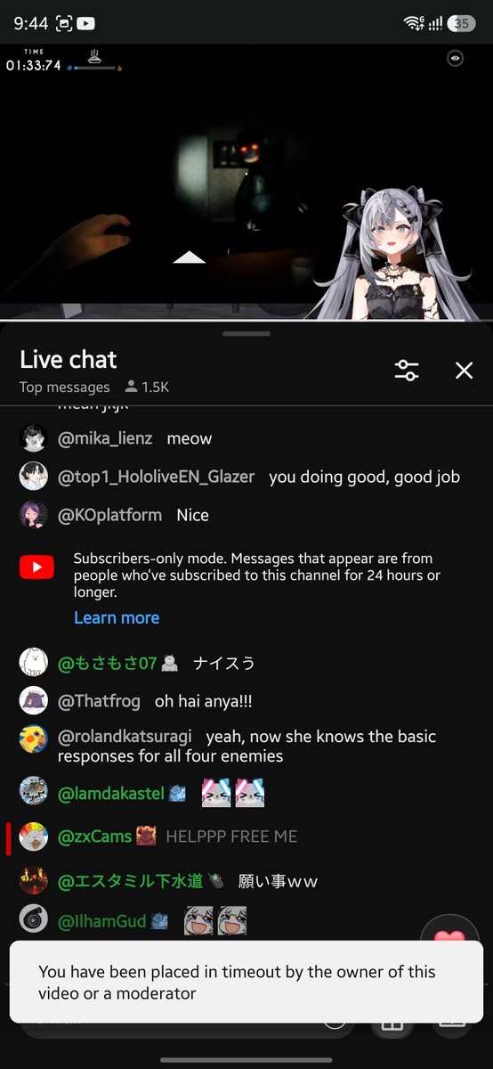 kroniecams's tweet photo. It was me who got timed out 😭 I even sent a laugh emote cuz it was funni but then that didnt go through so- 💀 #ZecretLive https://t.co/Y88x9KNsI3