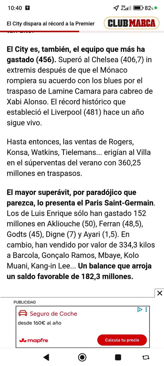 Tuautemmightred's tweet photo. Cifras en la misma noticia del Vocero Mesetario.

Como los 526 millones de €  en fichajes del 130 veces Manchester City, se convierten unos párrafos más abajo en solo 456 millones, para no joderle el récord  al Liverpool del 2025. 

Que seamos los primeros incluso en esto. https://t.co/4uJZk3fUQw