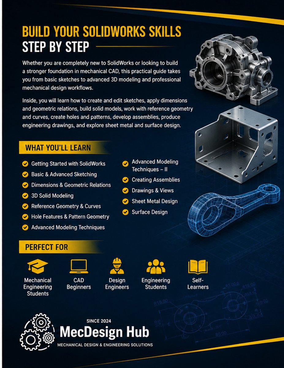 MecDesignHub's tweet photo. Get Your Copy of SolidWorks from Scratch: A Complete Beginner’s Guide to 3D Mechanical Design on @Gumroad https://t.co/FtgGTiIeqN 
#solidworks #CADEOS72MILHOES https://t.co/6sLR4LYXfA