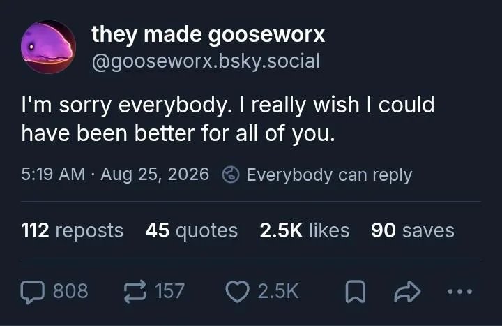 evenOnMerc's tweet photo. Apparently gooseworx tried to ack himself recently. 

geg. https://t.co/lTbnHvr6VS