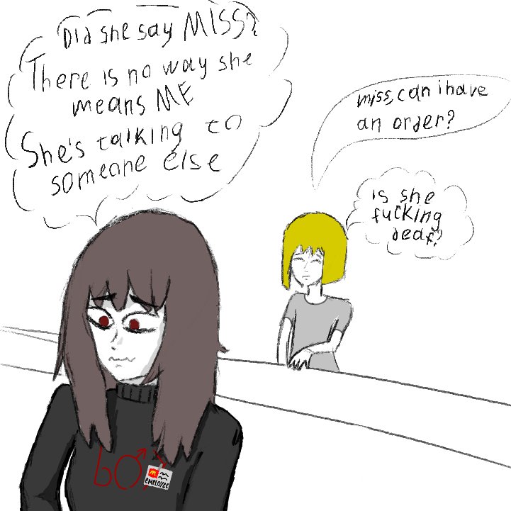 Almachaotic's tweet photo. boymoder employee 
(first art btw) https://t.co/6jNoJcRChL