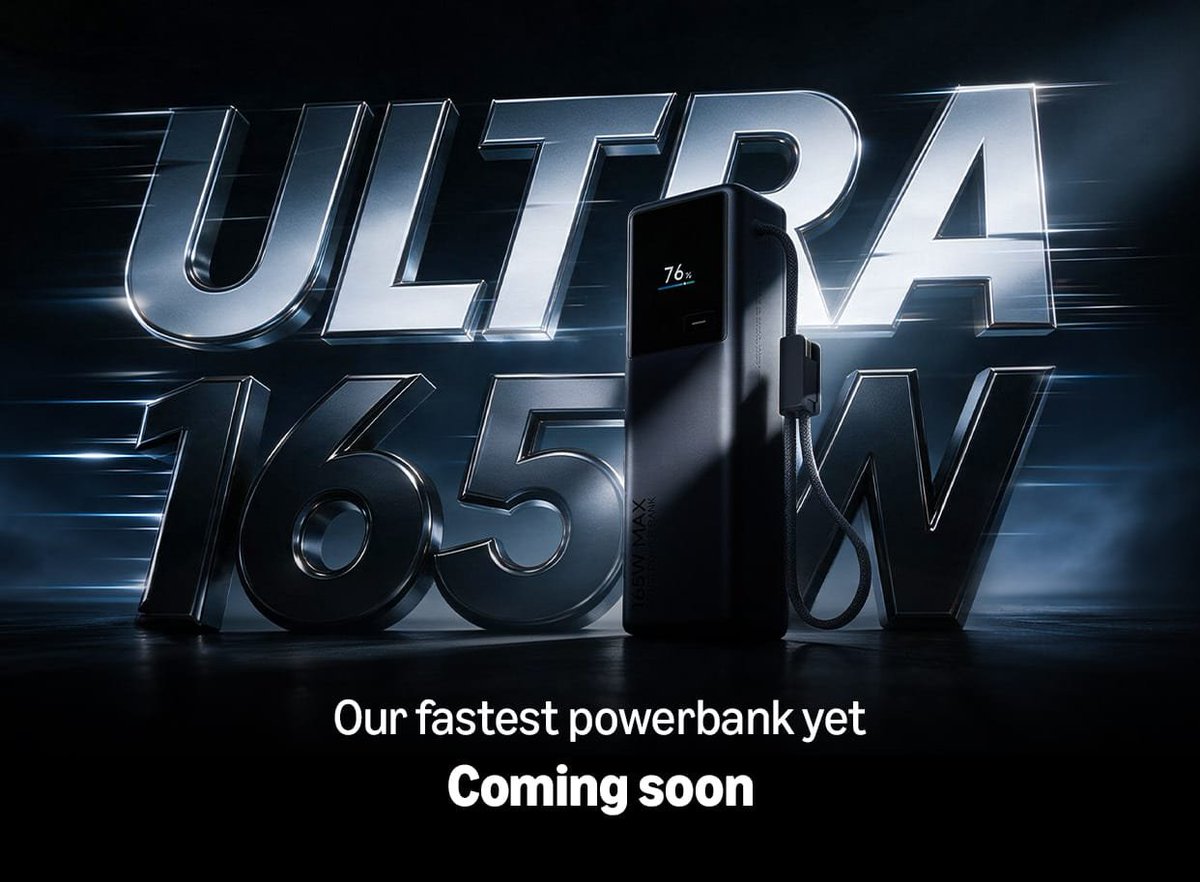 stufflistings's tweet photo. Nice 😍 
Xiaomi 165W power bank is coming soon to India. https://t.co/E0cbdoP5lS