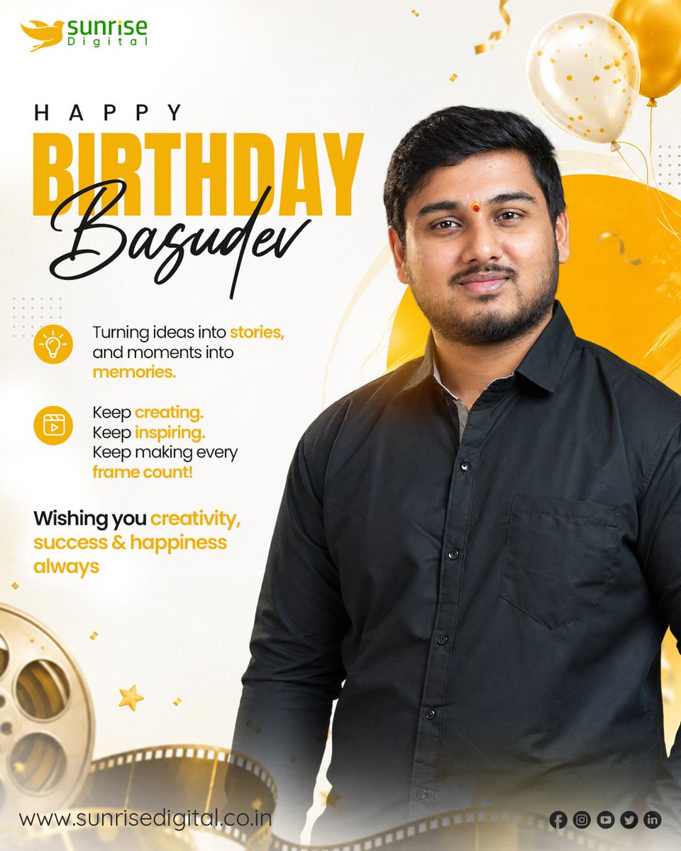 SdmBangalore's tweet photo. Some people capture moments. Some know how to make them memorable.

Happy Birthday, Basudev! 🎂

Your creativity turns ideas into stories and ordinary footage into something people want to watch. Here’s to more creative freedom, and unforgettable moments in the year ahead! 🚀 https://t.co/CzIK2PTKNv
