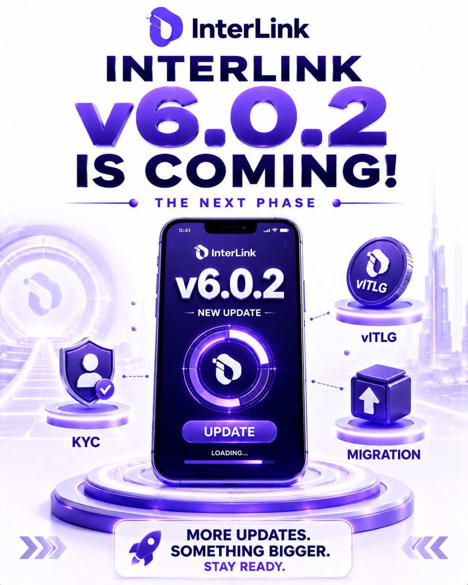 InterlinklabsEt's tweet photo. INTERLINK v6.0.2 IS COMING! 

The next major update is getting closer… 

With v6.0.2, we could see some exciting progress:

🔹 Faster KYC
🔹 vITLG Distribution
🔹 Faster Migration
🔹 More Improvements & Updates

And this is where it gets interesting… 

v6.0.2 may be just the beginning.
More updates could follow, bringing the InterLink ecosystem into an even stronger next phase. 

The wait is almost over.
Something bigger is getting closer.