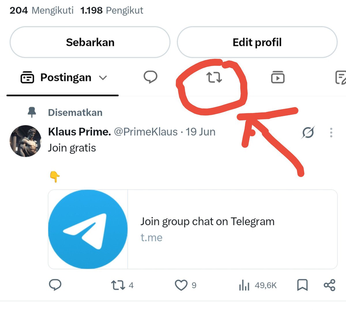 PrimeKlaus's tweet photo. Tips melihat preview konten original admin tinggal geser aja sampai ke tanda Retweet ( yang admin lingkarin merah ) https://t.co/pVeKxYXSax