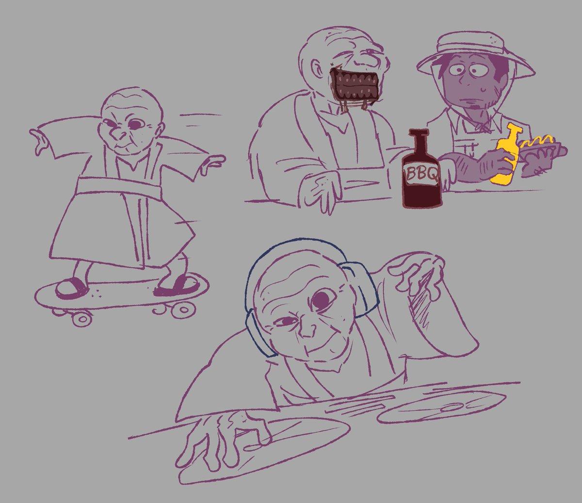 FabToon's tweet photo. Some doodles before ill go to sleep 

Old man that looks very fragile, but then 5 minutes later you see him doing something else random lol 
#pillarchase2 #aooni https://t.co/VKZspxi10A