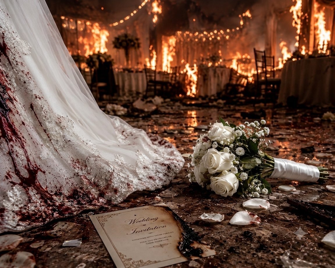 IRANinHUNGARY's tweet photo. They turned a wedding into a funeral.
our bride’s white dress was stained with blood,
and they turned our laughter into tears and sorrow.
But this blood and this grief will never be forgotten.
We will never forget this crime, nor will we leave it unanswered.
#WarCrime https://t.co/NyfwHJ3hLs