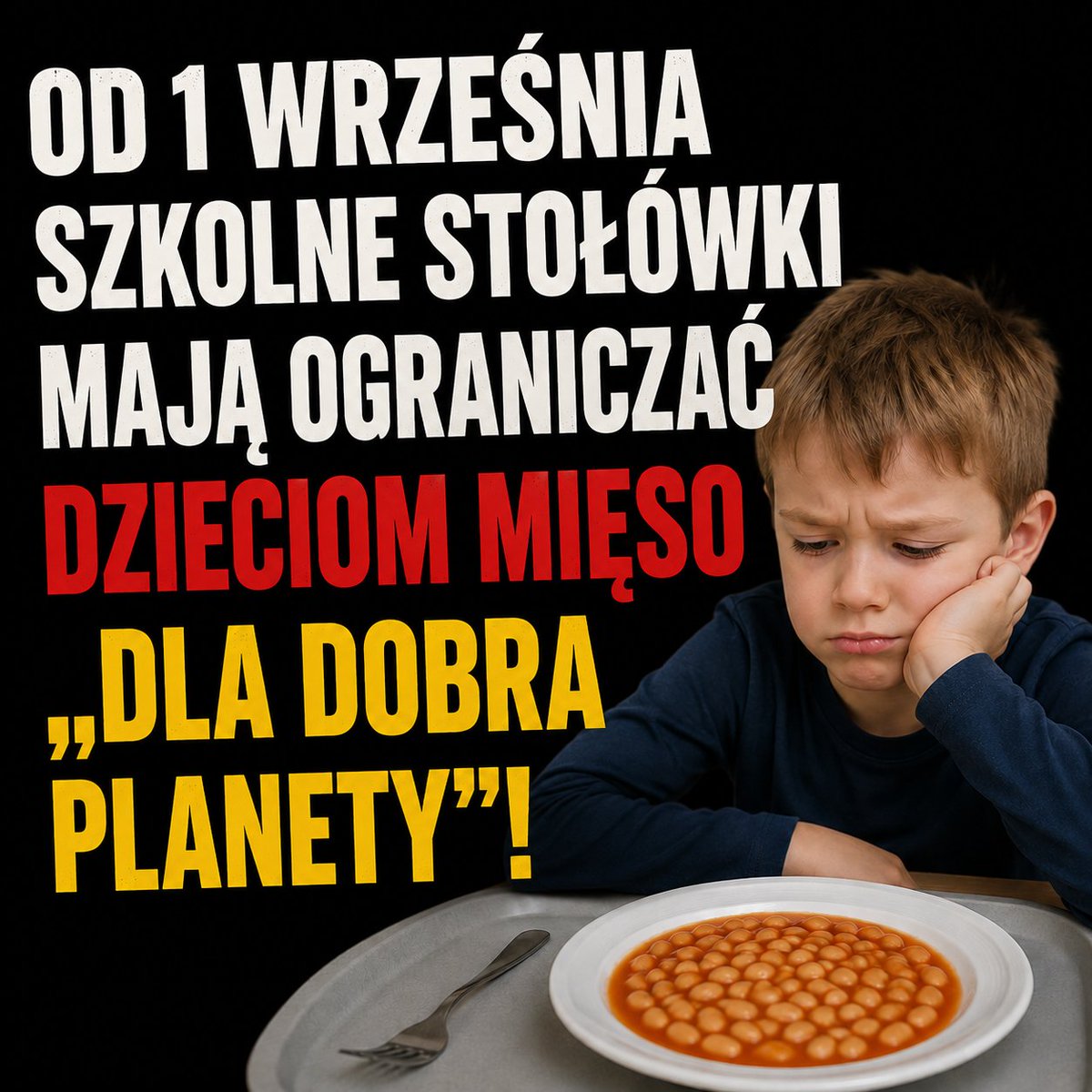 PUsiadek's tweet photo. Od 1 września szkolne stołówki mają ograniczać dzieciom mięso „dla dobra planety”! 🤦🏼‍♂️

Szkolne stołówki będą ograniczać mięso, a jednym z powodów jest polityka klimatyczna.

Zaczyna obowiązywać nowe rozporządzenie Ministra Zdrowia o żywieniu w szkołach i przedszkolach, a tam:
-mniej mięsa
-więcej strączków
-napoje roślinne zamiast mleka

 Zobaczmy, kto brał udział w jego tworzeniu.

W konsultacjach uczestniczyła Fundacja ProVeg, organizacja promująca ograniczanie produktów odzwierzęcych. Postulowali trzy rzeczy: ograniczenie mięsa do maksymalnie dwóch razy w tygodniu, możliwość zastępowania obu porcji mleka produktami roślinnymi oraz doprecyzowanie roślinnego charakteru potrawy ze strączków.

Teraz efekt.

W projekcie rozporządzenia mięso miało być podawane "co najmniej dwa razy w tygodniu". W wersji ostatecznej zostało samo "dwa razy w tygodniu". Zniknęło słowo, które odróżnia minimum od limitu.

Obie dzienne porcje mleka wolno zastąpić napojami roślinnymi. Nie jedną. Obie.

A przecież Krajowy Ośrodek Wsparcia Rolnictwa prowadzi "Program dla szkół", który w roku 2025/2026 objął około 1,8 mln dzieci i blisko 11,9 tys. szkół. Państwo jedną ręką dopłaca do mleka dla dzieci, drugą pozwala je wyrzucić z jadłospisu.

Po co ta cała zmiana? Troska o klimat, zielona propaganda wśród dzieci. Czas oderwać tych szaleńców od władzy!⁩