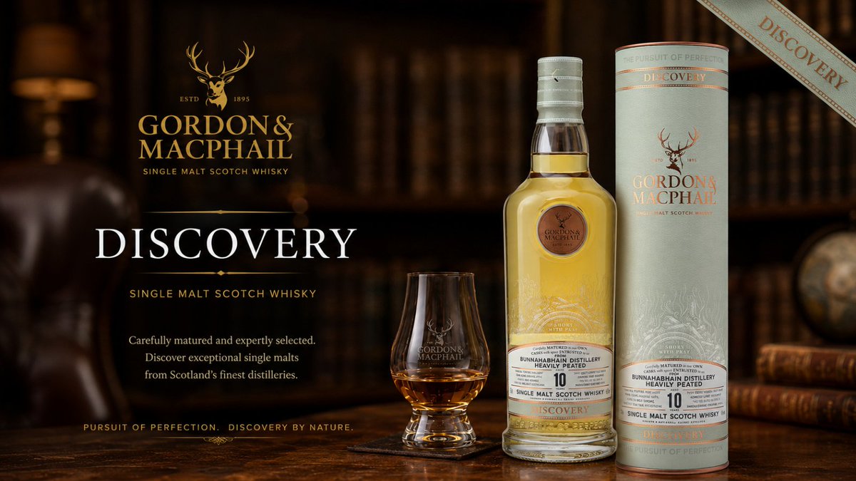 gm_whisky_jp's tweet photo. 潮風、柑橘、やわらかなピートスモーク。

ゴードン＆マクファイル「ディスカバリー」から、スモーキータイプのブナハーブン10年。
海辺を思わせる香りから、レモンや洋ナシ、ミルクチョコレート、焚火のような長い余韻へ。

※お酒は20歳になってから