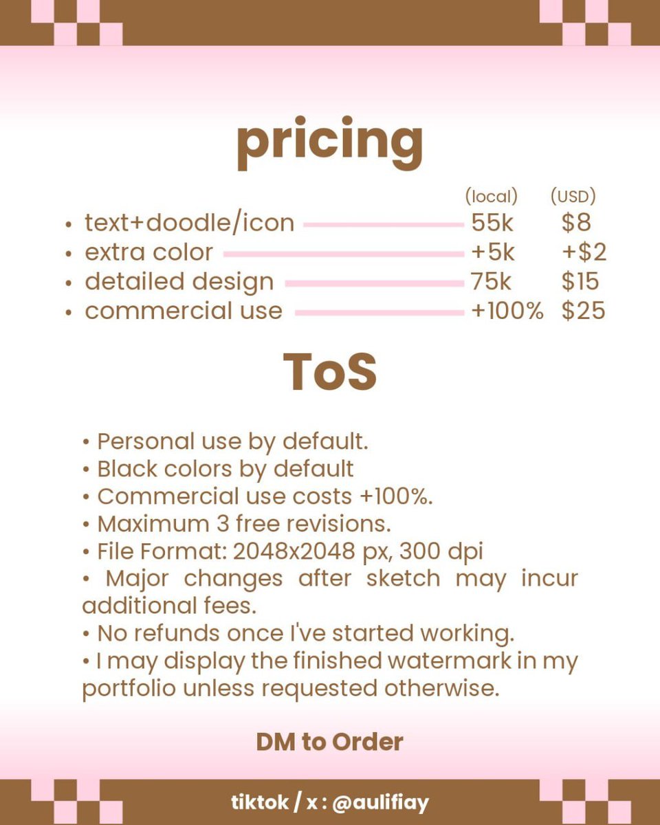 aulifiay's tweet photo. ♡/↻ help me graduate on time!
tolong bantu rt/boost kalau lewat

URGENT OPEN COMMISSION
୨୧ handwritten watermark custom ୨୧
(0/10) local
(0/5) int

dikit lagi mepet 500k buat uang wisuda di september ini 😭
kalau ada yg minat watermark lucu bisa langsung dm yaa. Makasih 💕 https://t.co/nZ0PHpY8jX