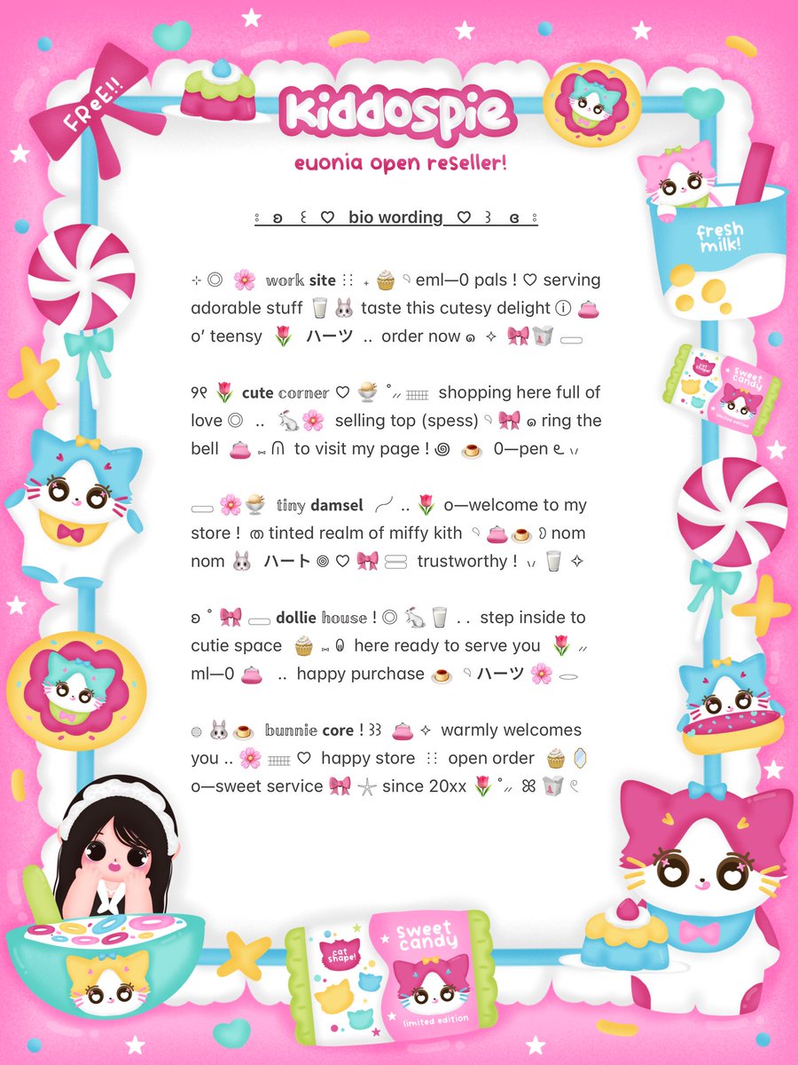 Cinnamoruoll's tweet photo. ⠀
ʚ  🌸  ⋮⋮  help retweet?  tysm  ౿ ⊹ 𓈒 

ミ 🎀🧁 ⩩  GIVEAWAY TIME  🌸🐰 ⸝⸝ dalam rangka “euonia open reseller” ☘️ ada FREE 5 bio wording by request nih .. ♡ 𓈀 🥛 𖣠  

. . 𖠗  syarat join  ☀️🥣 ⊹
╰── ⨳  retweet &amp; like tweet dibawah ini

♡ 𓐍 .. 💬 #bealanja  ៶៸ https://t.co/tyWR3RMU7k
