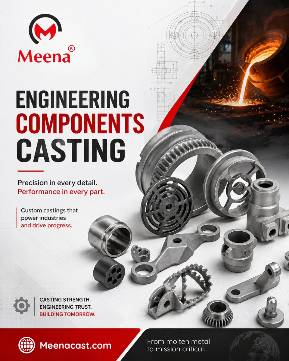 meenacast's tweet photo. ENGINEERING COMPONENTS CASTING

Precision in every detail. Performance in every part.
Custom castings that power industries and drive progress.

CASTING STRENGTH. | ENGINEERING TRUST. | BUILDING TOMORROW.
From molten metal to mission critical.

https://t.co/cOd7c6Vlxb

#MeenaCast https://t.co/hN0NKWONhb