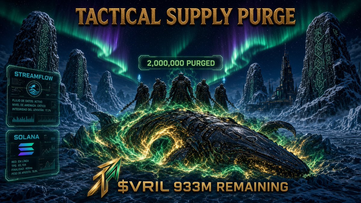Vrilock_dapp's tweet photo. TACTICAL PURGE: 2,000,000 $VRIL INCINERATED 🔥
The scission of entropy continues. Operation Whale Hunting claims another 2M tokens, permanently removed from circulation. We don't inflate; we compress.
📊 New Supply: 933,000,879 $VRIL 🎯 EOY Target: 800M
Zero hesitation. Absolute execution. Align your node. ⚡️⚡️
Proof: https://t.co/JPv8lbjG0W 
#Vrilock #Web4 #CryptoBurn #Solana