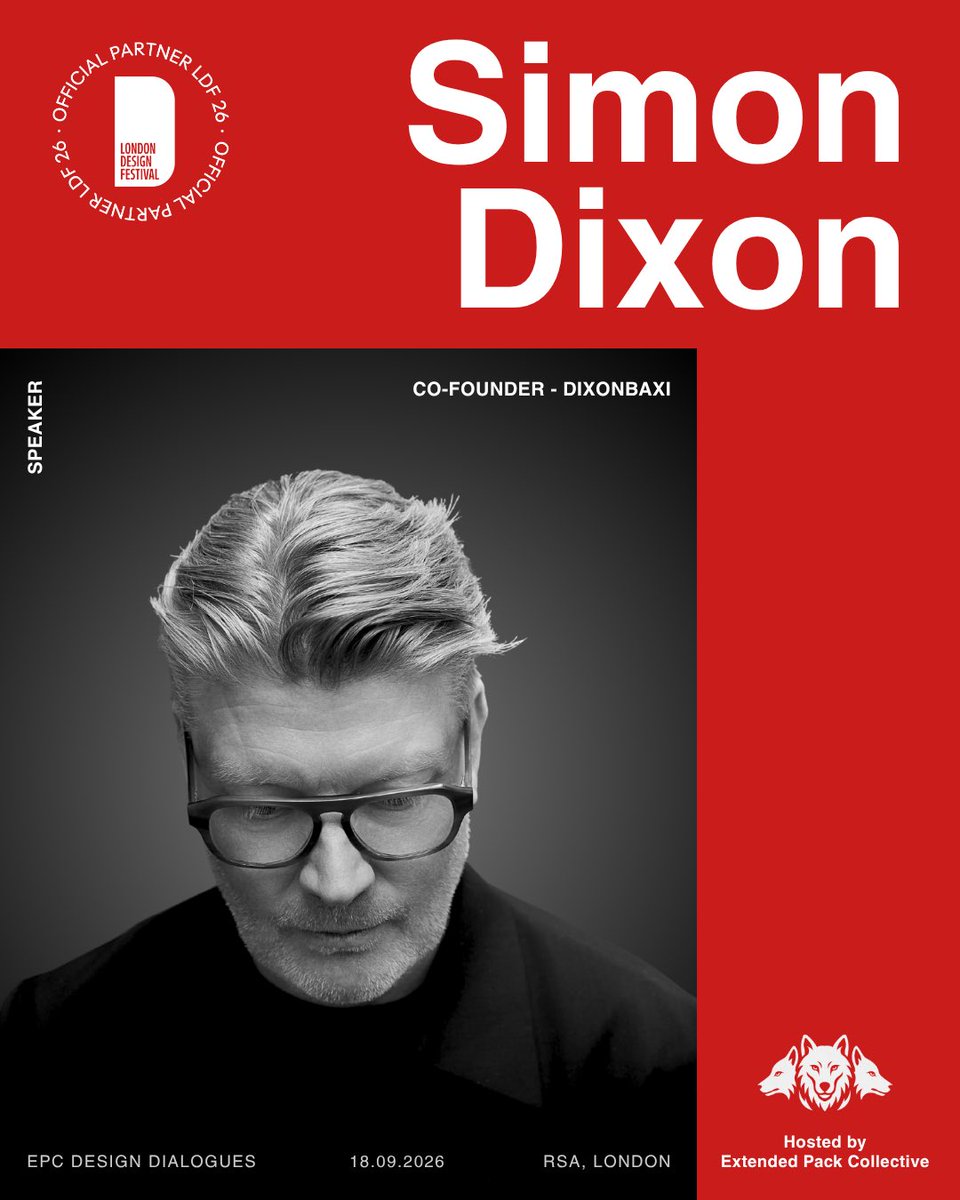mohity_design's tweet photo. When technology makes execution faster and creative tools more accessible, what remains uniquely valuable about a designer?

We’re delighted to welcome Simon Dixon, to EPC Design Dialogues as a panellist for “The Evolving Value of a Designer.”

https://t.co/sXh8HSUNZa

Simon has spent more than three decades running creative agencies, guided by an undimmed conviction that great thinking and beautifully crafted design can make the world better.

In 2001, he co-founded @DixonBaxi with Aporva Baxi. Together, they have built a global reputation in branding and design, helping forward-thinking organisations connect with and inspire their audiences.

DixonBaxi is trusted by brands including Netflix, F1, Audible, AC Milan, Roblox, TikTok, Delta and British Land—companies intent on challenging what is expected.

Simon brings an essential perspective to our discussion: In a world of rapid and constant change, how can designers combine enduring creative principles with the ability to continually reinvent what they do?

Design Dialogues - Hosted by Extended Pack Collective
In partnership with @L_D_F London Design Festival 2026

Date: 18 September 2026
Panel 1 : 8:45–9:30 AM
Location: RSA House, London

Event website and registration details in the comments.

#EPCDesignDialogues #LondonDesignFestival #BrandDesign #LDF26 #CreativeLeadership #FutureOfDesign #ExtendedPackCollective