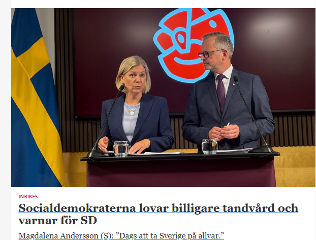 Stort_allvar's tweet photo. Den första frågan som kommer upp i mitt huvud är självklart:
Varför gjorde ni inget åt tandvården under era åtta år vid makten, istället för att nu inför valet härma SD's politik och dessutom varna för SD?
Men, självklart kommer SVT ställa den frågan! (ironi) https://t.co/akRLCXwczP