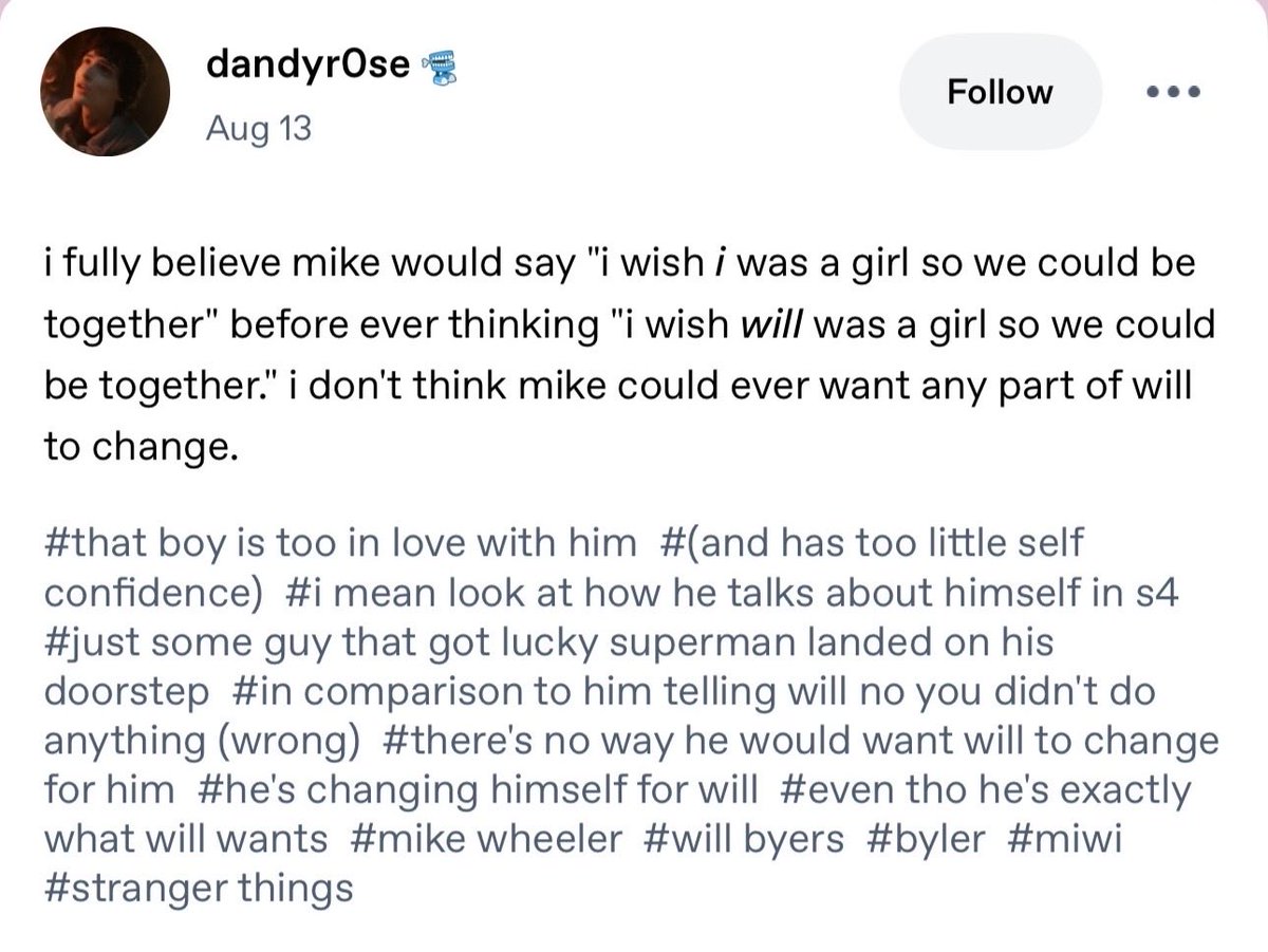 wiselation's tweet photo. why does no one on byler tumblr understand mike as a character at all? https://t.co/J47vBsa39q