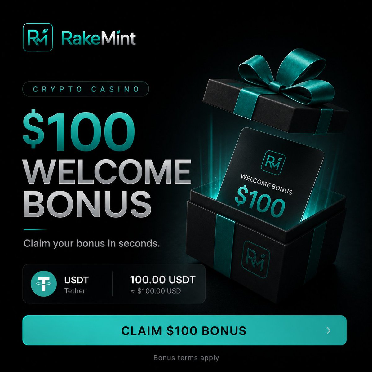 RakeMint's tweet photo. Claim your $100 Welcome Bonus at RakeMint.

Fast signup. Crypto casino. Start playing now.

https://t.co/E25Lm4UlCg

18+ | T&amp;Cs apply https://t.co/Br779HzXmG