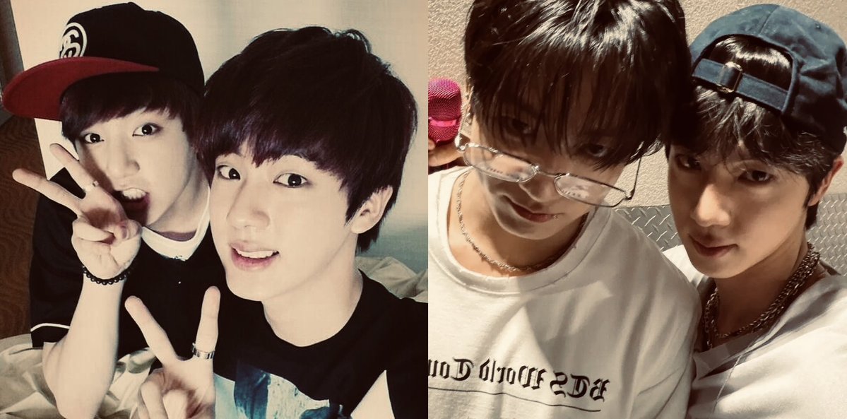 sugamihoney's tweet photo. "jamás olvidaré cuando llegué a la sala de ensayos y vi a un niño pequeño con los ojitos como los de bambi, lo miré y me dijo "hola, mi nombre es jeon jungkook" — JIN https://t.co/m8dVyRrL4m
