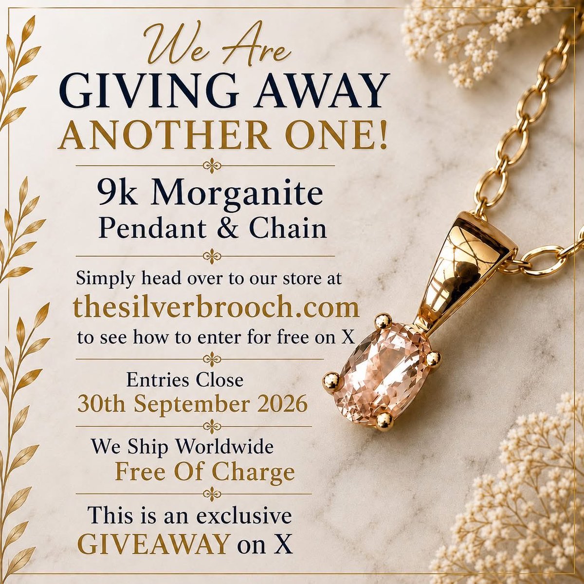 TheSilverBrooch's tweet photo. @QueeniesBazaar Love this! We’re also running a jewellery giveaway at The Silver Brooch. Would you like the chance to win this 9K Morganite Pendant &amp; Chain? https://t.co/xvs9RAuKK1