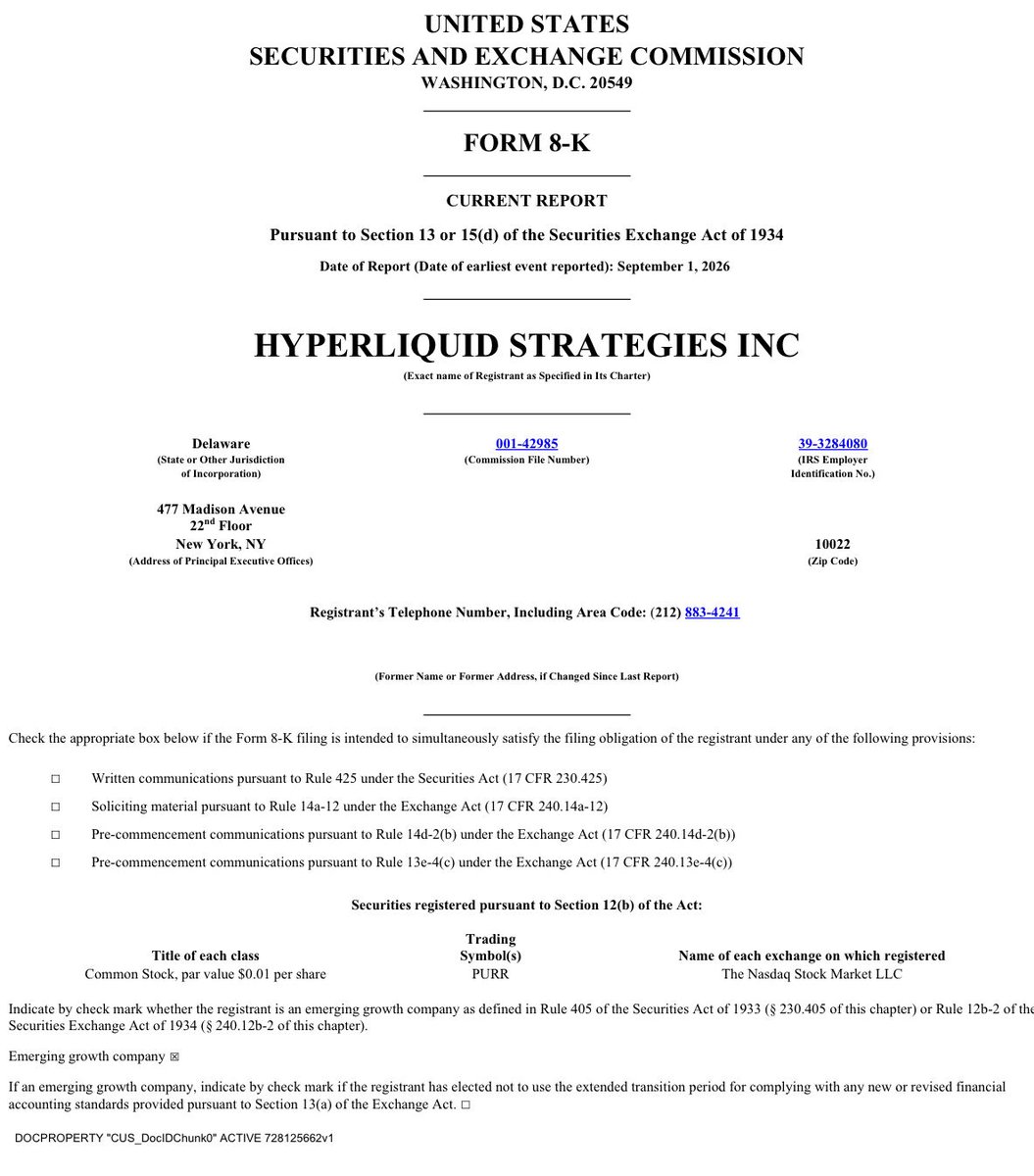 Cointelegraph's tweet photo. 🚨 TODAY: Hyperliquid Strategies Inc expands its stock purchase agreement with Chardan Capital Markets from $1 billion to $2.5 billion, per SEC filing. https://t.co/ilsP0Od6co