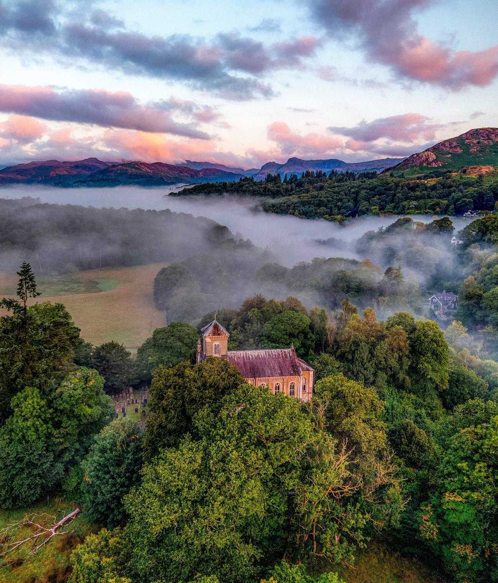 lakesrhino's tweet photo. Morning everyone I hope you are well. Earlier shot overlooking Brathay Church as the morning mist clears the Langdale Valley. Have a great day.

#lakedistrict https://t.co/uZmHRjKmeM