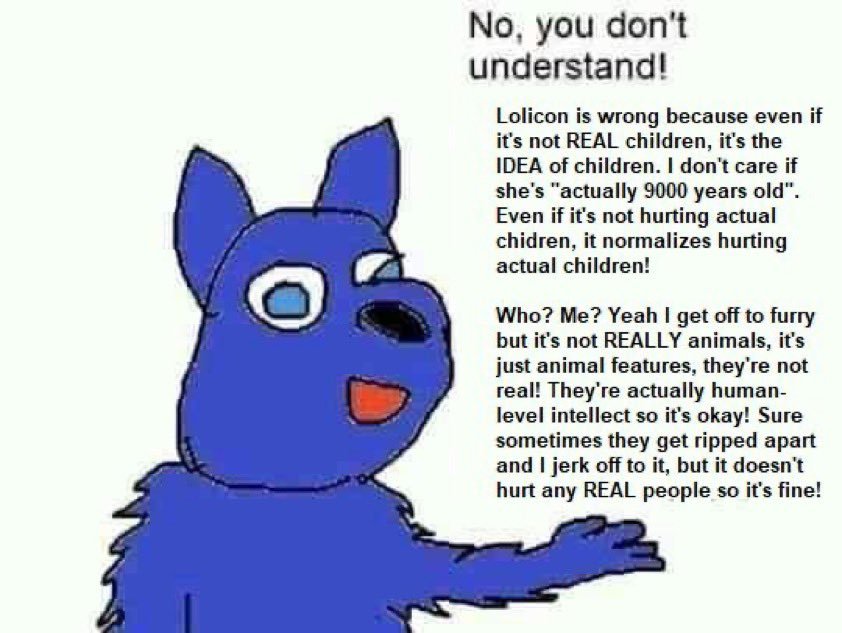 SoulTwiLum's tweet photo. 1. The protect act was ruled unconstitutional in 2008, so no judge would be against lolicon
2. You're a furry (image 1 answer to you being a furry)
3. If you try to raise a lawsuit against lolicon, then you're breaking the law yourself(image 2) https://t.co/0OSz5ZRN71