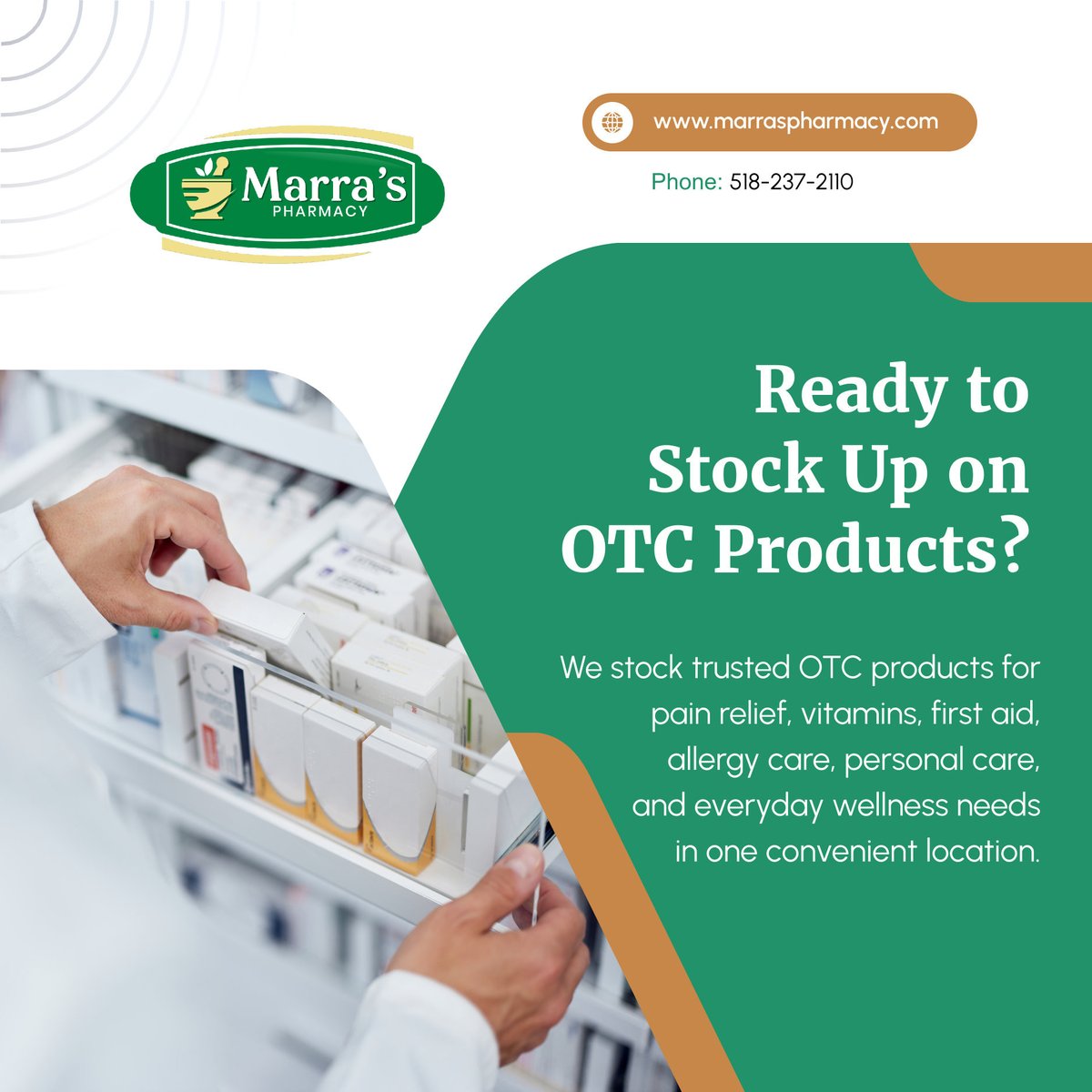 PharmacyMarras's tweet photo. 💊 From everyday essentials to seasonal health products, we help you find OTC items that fit your needs. Visit us to explore our wide selection and speak with our pharmacy team. 🛒😊🏥

#CohoesNY #CommunityPharmacy #OTCProducts #EverydayWellness #SelfCare https://t.co/qSeSGBg8Hz
