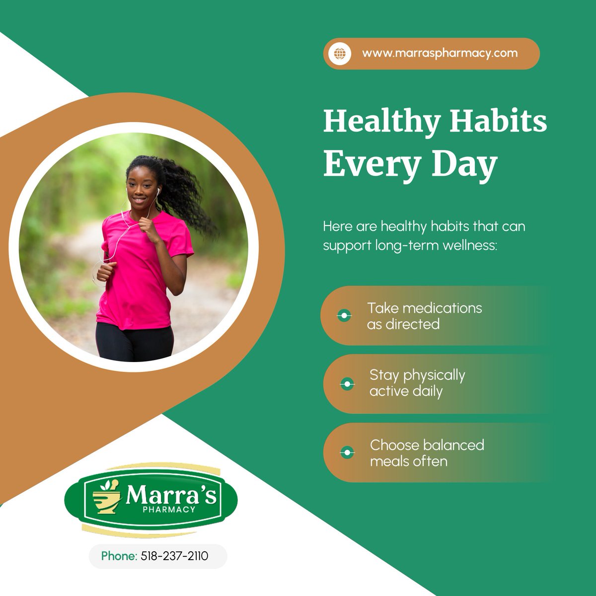 PharmacyMarras's tweet photo. 💊 Healthy habits work best when they become part of your daily routine. Taking medications as directed, staying active, and eating balanced meals can help support long-term health. 🩺🥗🚶

#CohoesNY #CommunityPharmacy #HealthyHabits #ChronicDiseasePrevention #MedicationSafety https://t.co/mgLlK0ukw2