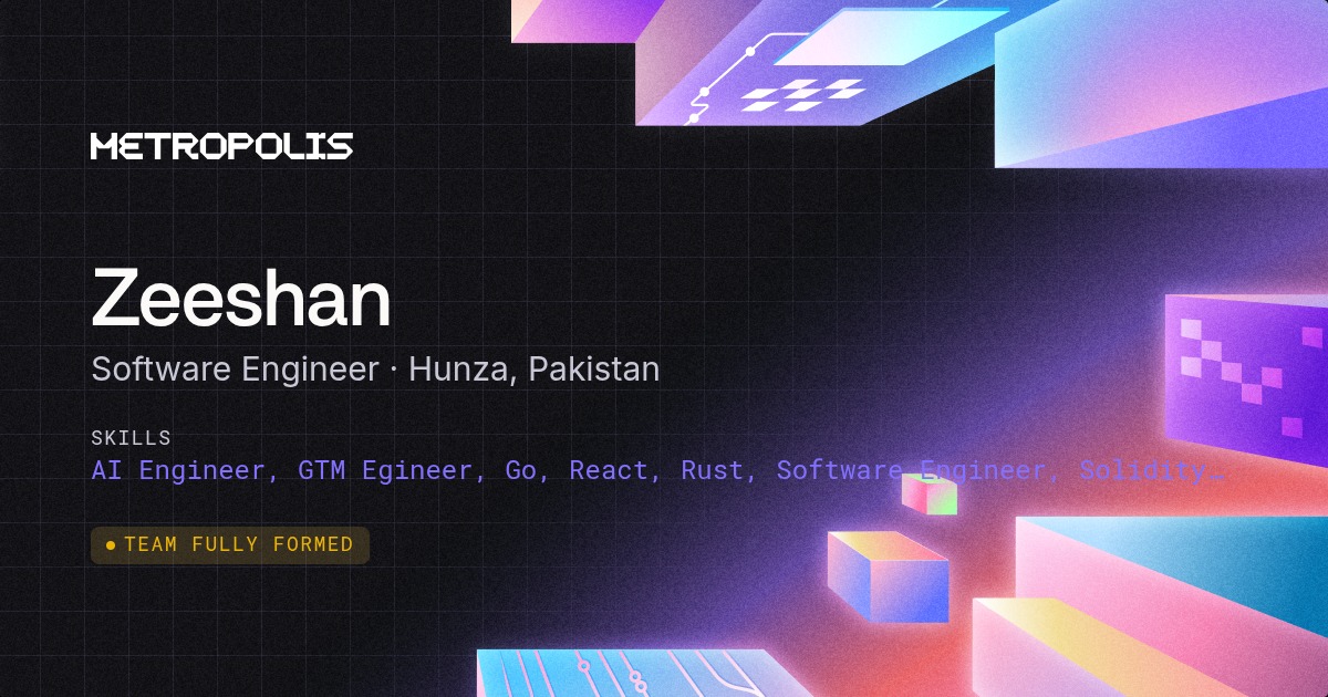zeeshanpaalo's tweet photo. 6 weeks. 1 build. See you at Metropolis. ๐๏ธ #MetropolisHackathon #monad @MonadPunks https://t.co/PURwIHr7fz