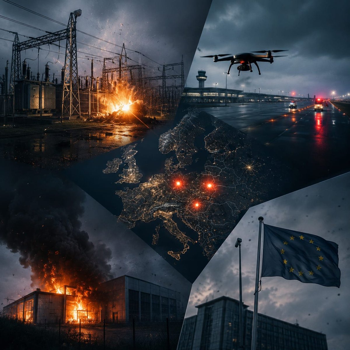 NATOJFCBS's tweet photo. What is going on?
Barely a day goes by without another incident:
- 🇩🇪 Explosives at a power substation.
- 🇩🇪 Another suspicious incident involving drones at Leipzig/Halle .
- 🇸🇰 A foiled arson attempt on a drone factory.
- 🇵🇱 A fire at a facility producing drone components.
- 🇵🇱🇩🇪Recurring jamming incidents in the Baltic Sea region.
- 🇪🇪🇱🇻🇱🇹🇵🇱Multiple NATO airspace violations.
Just some few examples.
Different countries. Different targets. 
One thing they have in common: attacking critical infrastructure and violating national airspaces and waters from the shadows is cowardly.
Coincidences? Europe needs to be ready.
And that is why NATO 3.0 matters more than ever.
@Poland_MOD @MoD_Estonia @MoD_Latvia @Lithuanian_MoD @GermanyNATO @Slovakia_NATO 
Picture:AI
#WeAreNATO