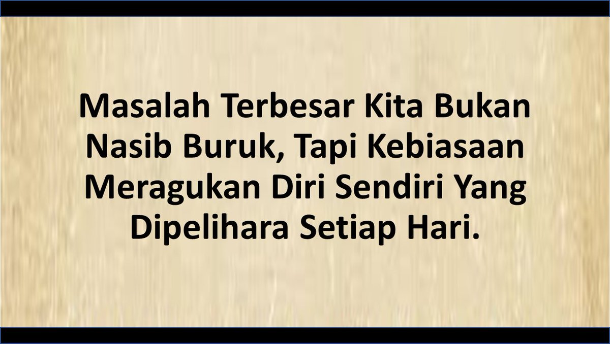 yusrintosepu's tweet photo. Hambatan terbesar dlm hidup sering kali bkn keadaan di luar diri, melainkan keraguan yg terus kita pelihara terhadap kemampuan diri sendiri. Intinya: Kegagalan blm tentu menghentikan kita, ttp kebiasaan meragukan diri sendiri bisa membuat kita menyerah bahkan sebelum mencoba. https://t.co/kmTrYRXeOx