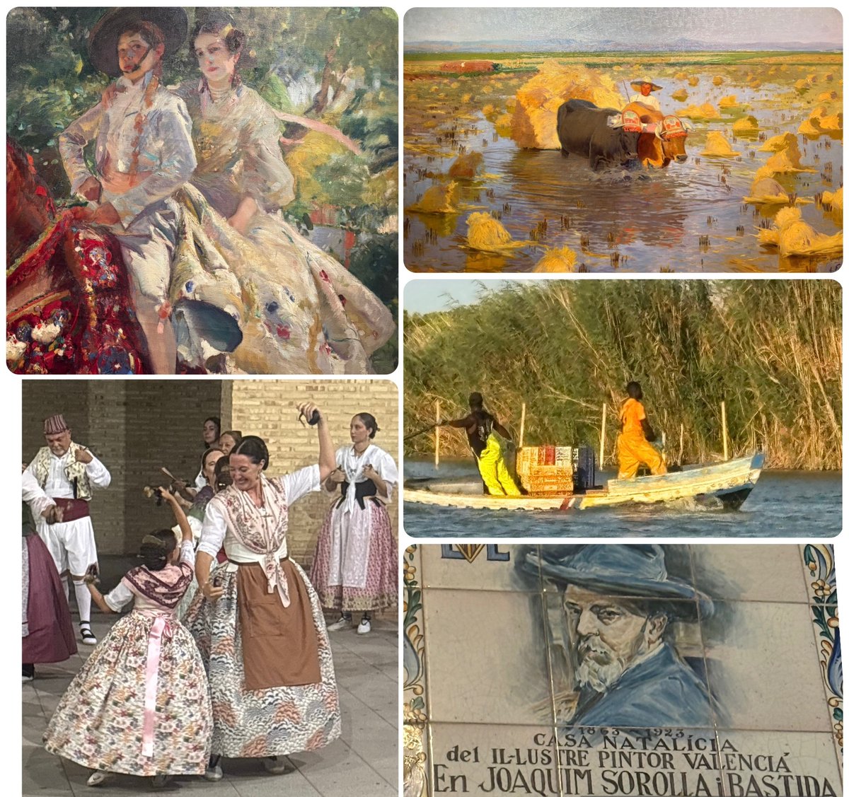 MarcoslabUr's tweet photo. Everything connects back to Sorolla in #Valencia: from vibrant folklore to water sunsets.📸 captured during @iserworld :⬆️ Museo de Bellas Artes paintings ⬇️Paterna city festival & Albufera fishermen. Such a great link between an #EyeResearch meeting & the painter of #light https://t.co/ED39Hhn5pE