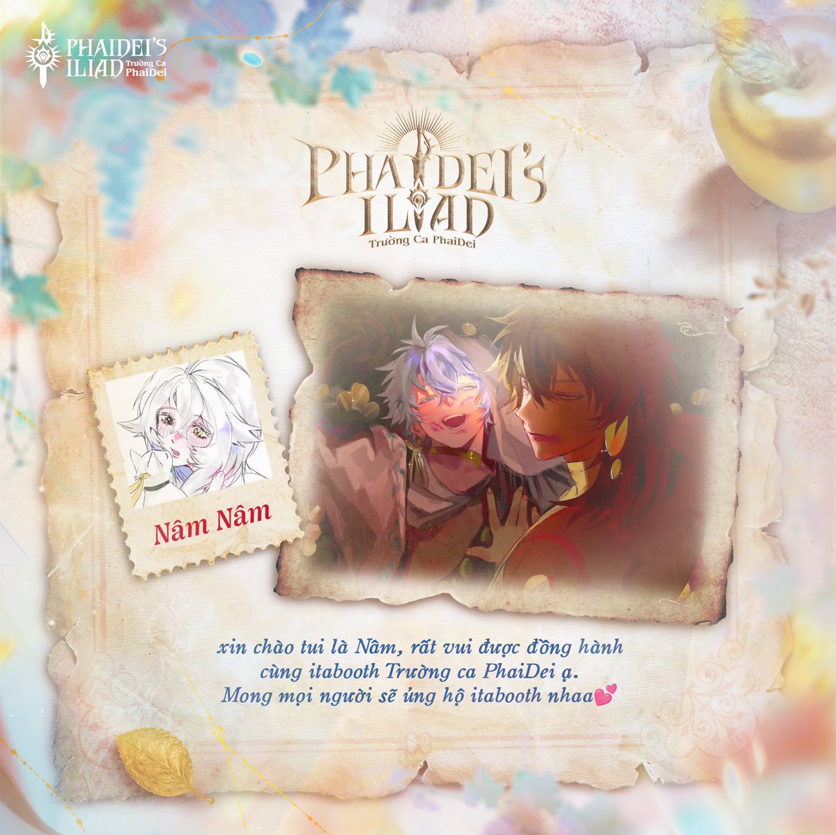 PhaiDeisIliad's tweet photo. ☀️ Artists Spotlight 🍷

Welcome to the epic journey of PhaiDei, Nâm Nâm &amp; Blu Mango. With countless captivating ways of telling stories through art, together, we shall weave an immortal epic of PhaiDei, destined to last forever.

#phaideiitabooth #phaideisiliad https://t.co/jfoGrUJdtN