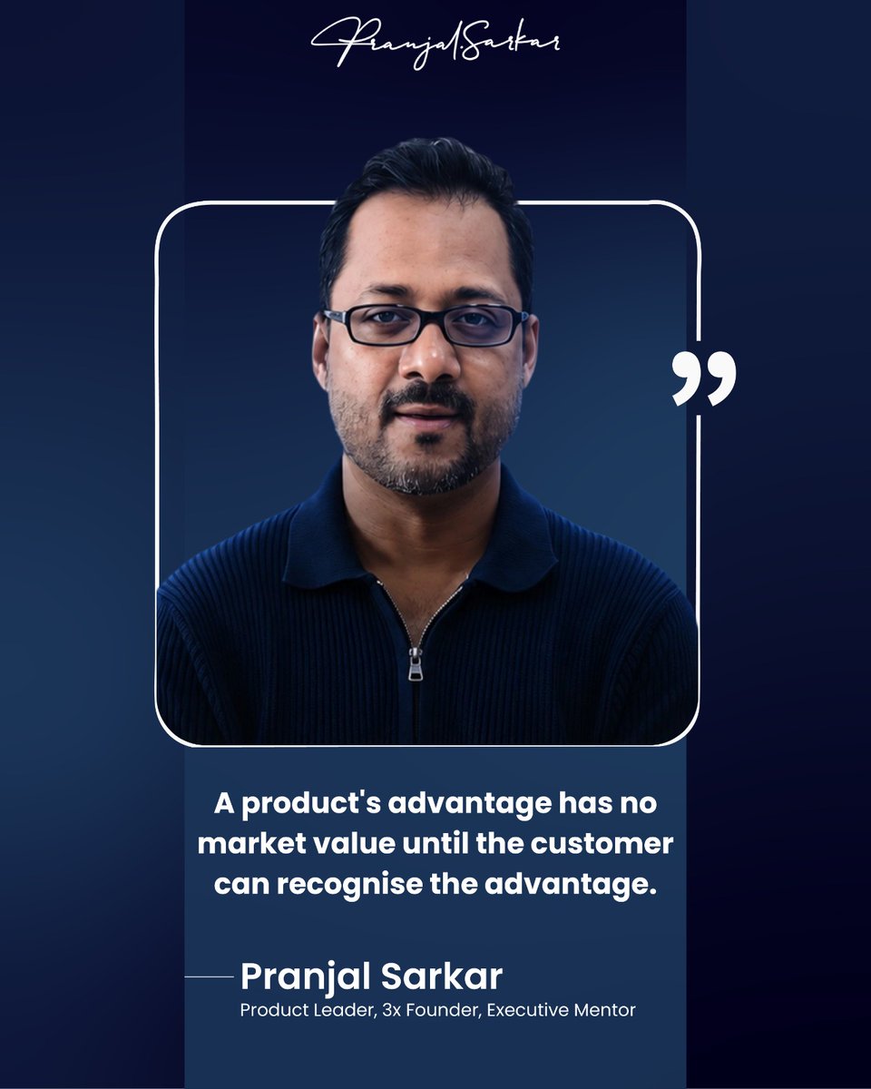 thepsprinciples's tweet photo. Product differentiation isn't enough.

Customers don't reward advantages they cannot recognise.

The strongest product leaders understand that creating value has two parts:

1. Build a meaningful advantage.
2. Make that advantage visible and relevant to the customer.

Because value isn't just what exists in the product, it's what the customer understands.

#ProductLeadership #ProductStrategy #ExecutiveLeadership #CustomerCentricity #BusinessStrategy