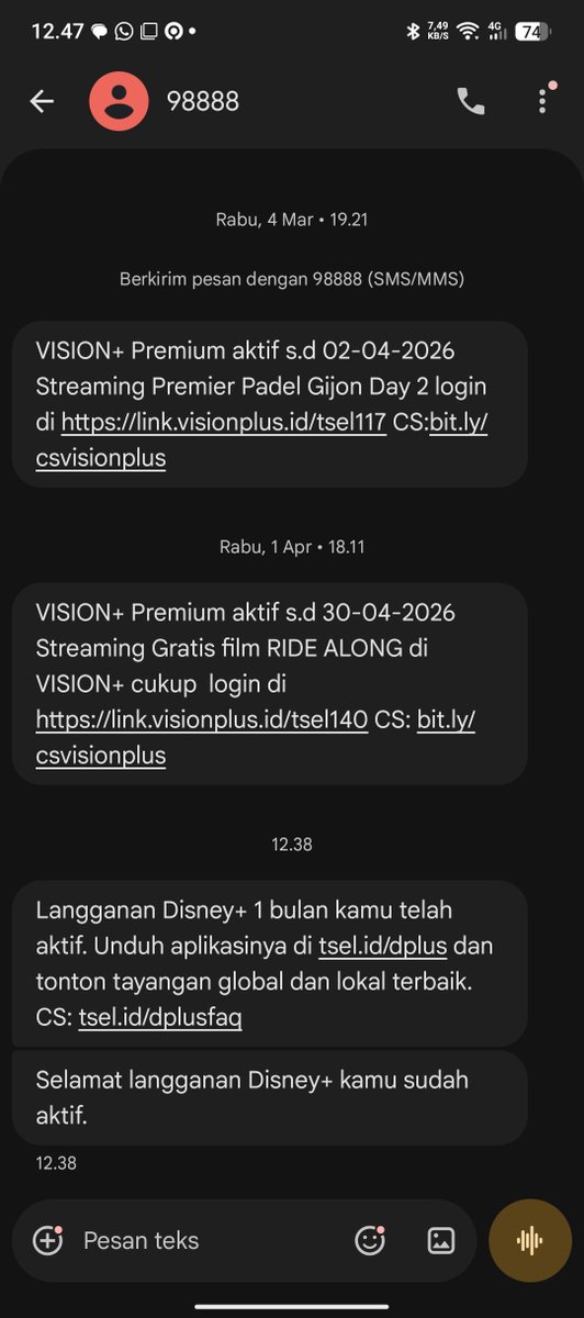 apepppppp's tweet photo. @Telkomsel tolong ini udh langganan disney hotstar kenapa waktu di login ga masuk ya OTP nya? kan saya udh bayar, udh restart hp dll masih ga masuk jg kode otp nya di sms atau metode telpon pun jg, tolong lah jangan merugikan gini https://t.co/IS8DweXU1s