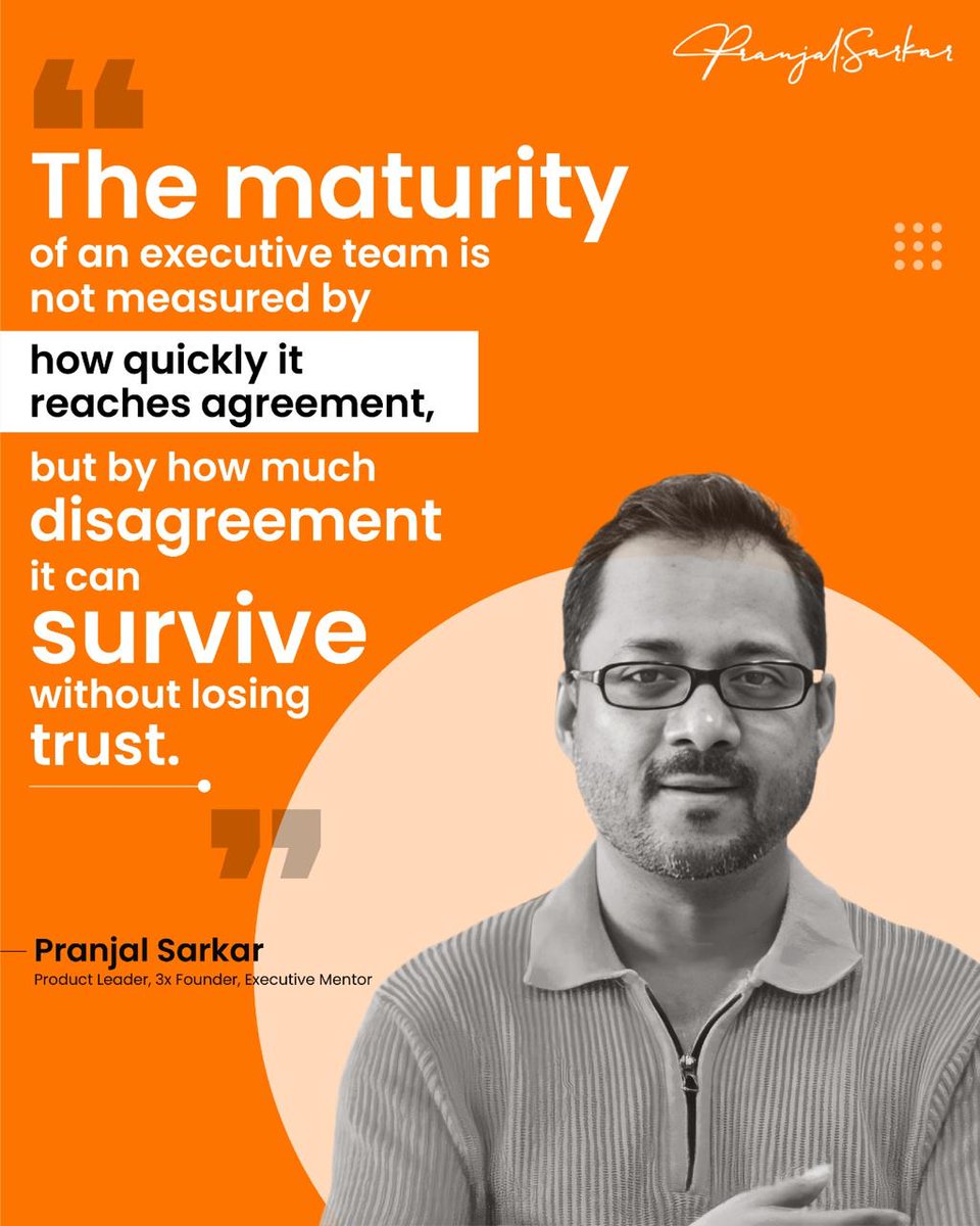 thepsprinciples's tweet photo. If everyone agrees all the time, are you really having the right conversations?

Strong leadership teams make room for opposing views.

They debate.
They challenge.
They disagree.
And then they move forward together.

That’s what trust looks like in action.

#Leadership #LeadershipDevelopment #Teamwork #ExecutiveTeams #Trust